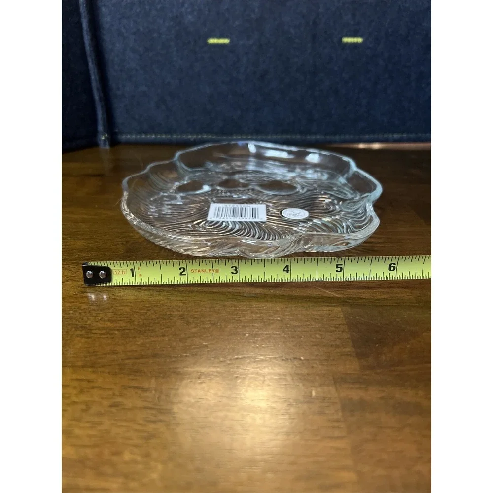 Crystal Clear Glass Santa Claus Platter Dish-Vintage Christmas‎ Holiday Candy